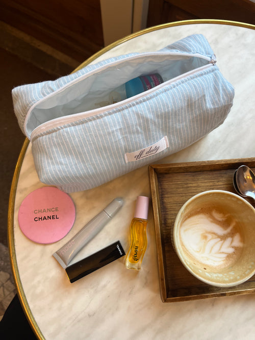 Baby blue striped pouch