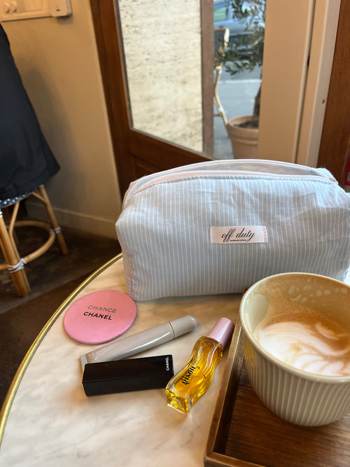 Baby blue striped pouch